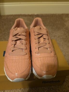 Reebok Women's Croc-Embossed Blush Pink Low-Top Sneakers